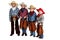 Four cowboy brothers standing wearing hats and cha