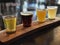 Four Craft Beers Sampler Flight on Display in a Restaurant