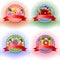 Four cute floral stickers vinca anemone