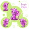 Four cute purple dragon, individual icons