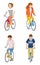 Four Cyclist set - clip art