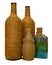 Four decorative bottles hand made