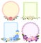 Four designs of flower frames in different shapes