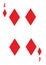 The four of diamonds card in a regular 52 card poker playing deck
