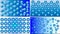 Four different blue and white polygon pattern background vectors