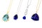 Four Different Designer Pendants with Tanzanite, Aquamarine and Diamonds