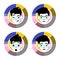 Four different emotions of young male character. Flat style vector illustration