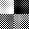 Four different seamless polka dot patterns. Vector illustration.