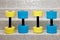 Four dumbbells for water aerobics