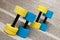 Four dumbbells for water aerobics