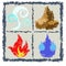 Four elements of the elements. air, water, fire, earth