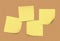 Four empty vector yellow post it notes on cork board