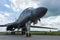 A four-engine supersonic variable-sweep wing, jet-powered heavy strategic bomber Rockwell B-1B Lancer.