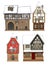 Four fairytale Christmas houses. Very realistic illustration