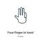 Four finger in hand outline vector icon. Thin line black four finger in hand icon, flat vector simple element illustration from