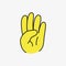Four Finger Hand Sign. Cartoon Style. - vector