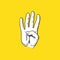 Four Finger Hand Sign. Detailed Drawing - vector