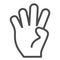 Four fingers gesture line icon. Hand with four fingers up vector illustration isolated on white. Hand gesture outline