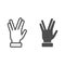 Four fingers gesture line and solid icon, gestures concept, Vulcan salute hand sign on white background, Hand with four