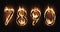 Four fire numbers on a dark background. Special effect of transparent smoke. Very realistic illustration