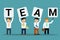 Four flat businessmen set with TEAM letters