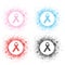 Four flat Cancer Awarness ribbons. Pink, blue, red, black. AIDS, cancer