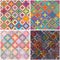 Four flower color set seamless pattern