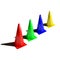 Four football soccer cones isolated