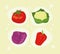 four fresh vegetables icons