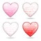 Four glossy hearts