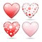 Four glossy hearts, Valentine concept