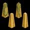 Four gold columns with Egyptian signs