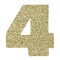FOUR - Gold Glitter Number on White Background