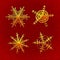 Four Golden Snowflakes - with clipping path