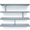 Four gray shelves drawing in 3D style with copy space