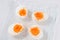 Four hard boiled egg halves