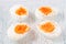 Four hard boiled egg halves