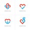 Four health care logo with heart shape