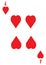 The four of hearts card in a regular 52 card poker playing deck