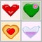 Four hearts - pixel, cactus, cookie and flask, - wall art vector set