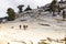 Four Hikers On Glacier Dome rock