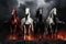 Four horses of the apocalypse - white, red, black and pale. Bible revelation. Generative AI