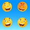 Four icon faces with differen emotions.