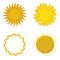 Four icon set of plain sun symbols isolated on white.