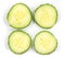 Four individual cucumber slices