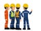 Four industrial worker have a meeting on white background