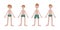 Four Irish boys in swimsuits. Children. Kids. Diversity. Pale freckled skin and ginger hair. Vector illustration in flat