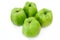 Four Isolated Green Organic Cooking Apples