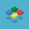 Four isometric puzzle pieces