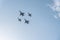 Four jet fighters flying in Spanish National Day Parade